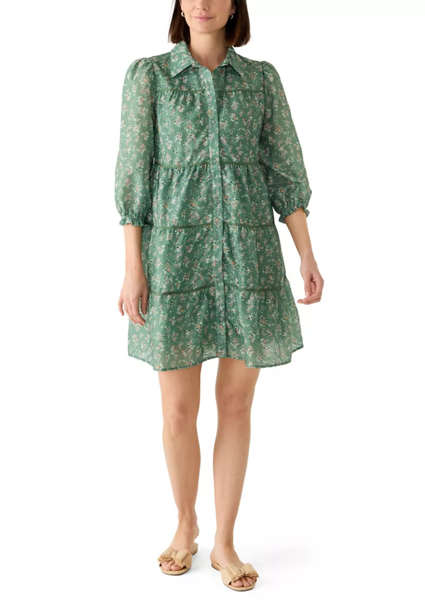 Women's Printed Eyelet Mini Dress | Belk