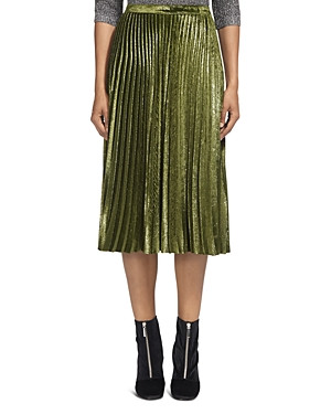 Whistles Kitty Pleated Metallic Velvet Midi Skirt | Bloomingdale's (US)