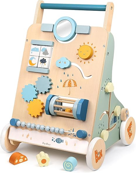 PairPear Wooden Baby Walker, Baby Push Walker, Montessori Walker Toy with Activity Center for Gir... | Amazon (US)