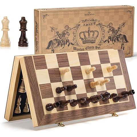 Magnetic Wooden Chess Set for Adults Kids 15'' Chess Board with Handmade Pieces, Folding Portable... | Amazon (US)