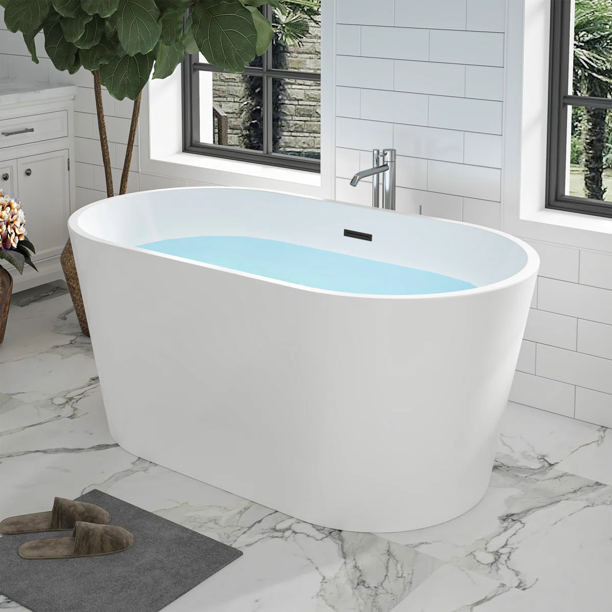 Iris 54" x 30" Freestanding Soaking Acrylic Bathtub VA6815-XS-MB | Wayfair North America