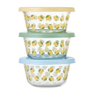 Ello Everyday 6pc 3c Glass Set with Body Decal Food Storage Containers Lemon Yellow | Target