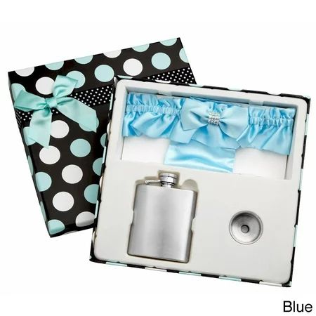 Top Shelf Flasks Top Shelf 3-Ounce Blue Garter Belt Flask for Weddings with Gift Box Blue | Walmart (US)