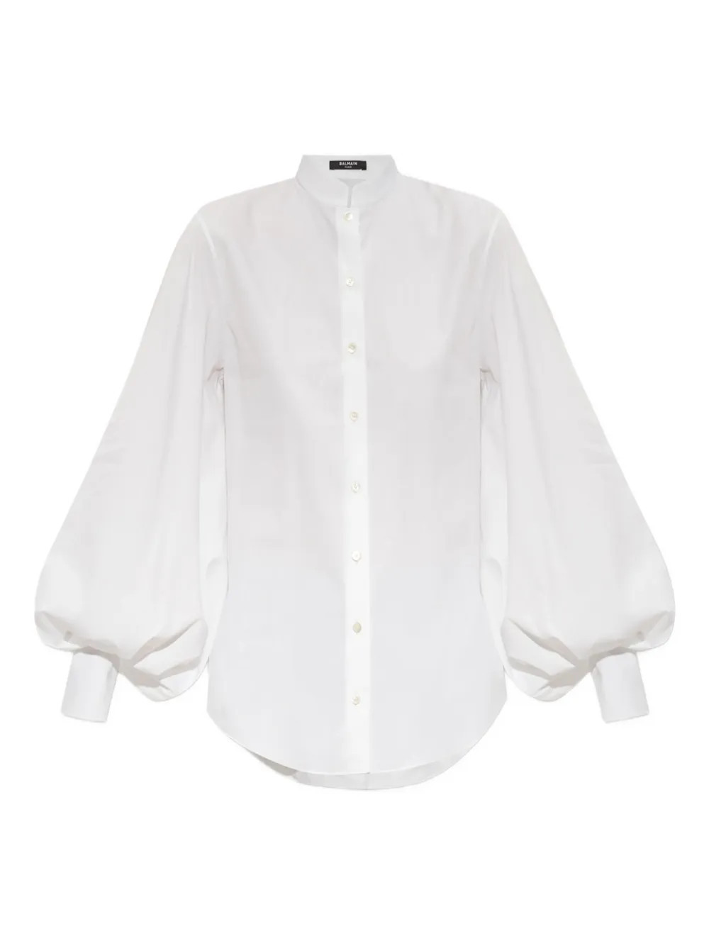 Balmain balloon-sleeve band-collar shirt - White | Farfetch Global