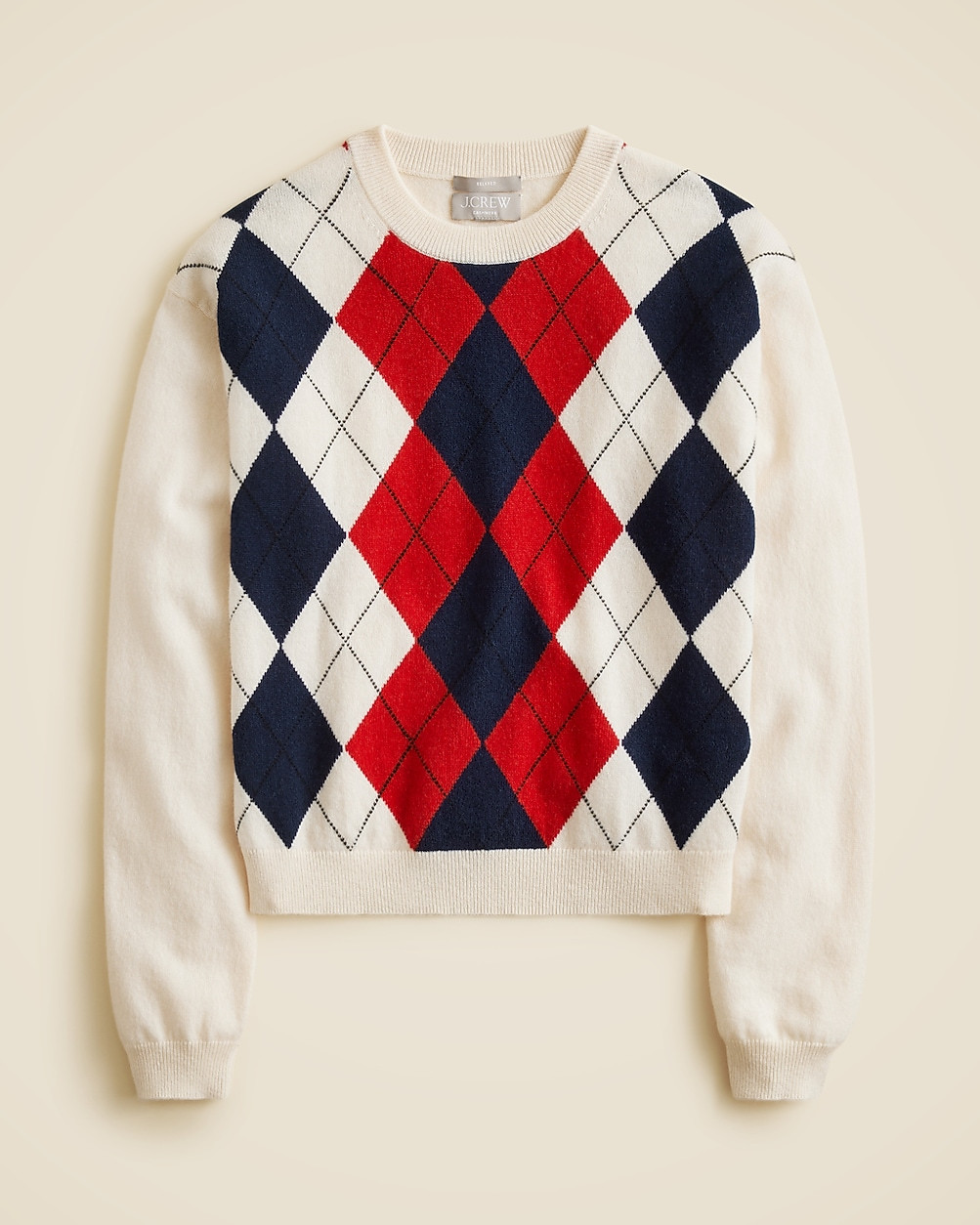 Perfect cashmere crewneck sweater in argyle | J. Crew US