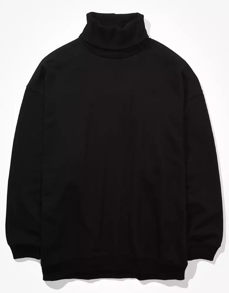 AE Fleece Oversized Turtleneck Sweatshirt | American Eagle Outfitters (US & CA)