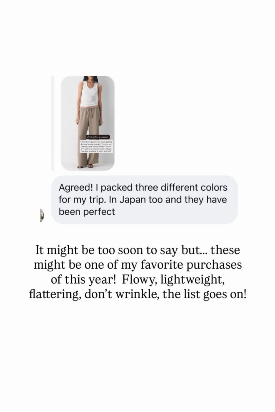 It might be too soon to say but... these might be one of my favorite purchases of this year! Flowy, lightweight, flattering, don't wrinkle, the list goes on!

#LTKgrwm #LTKootd