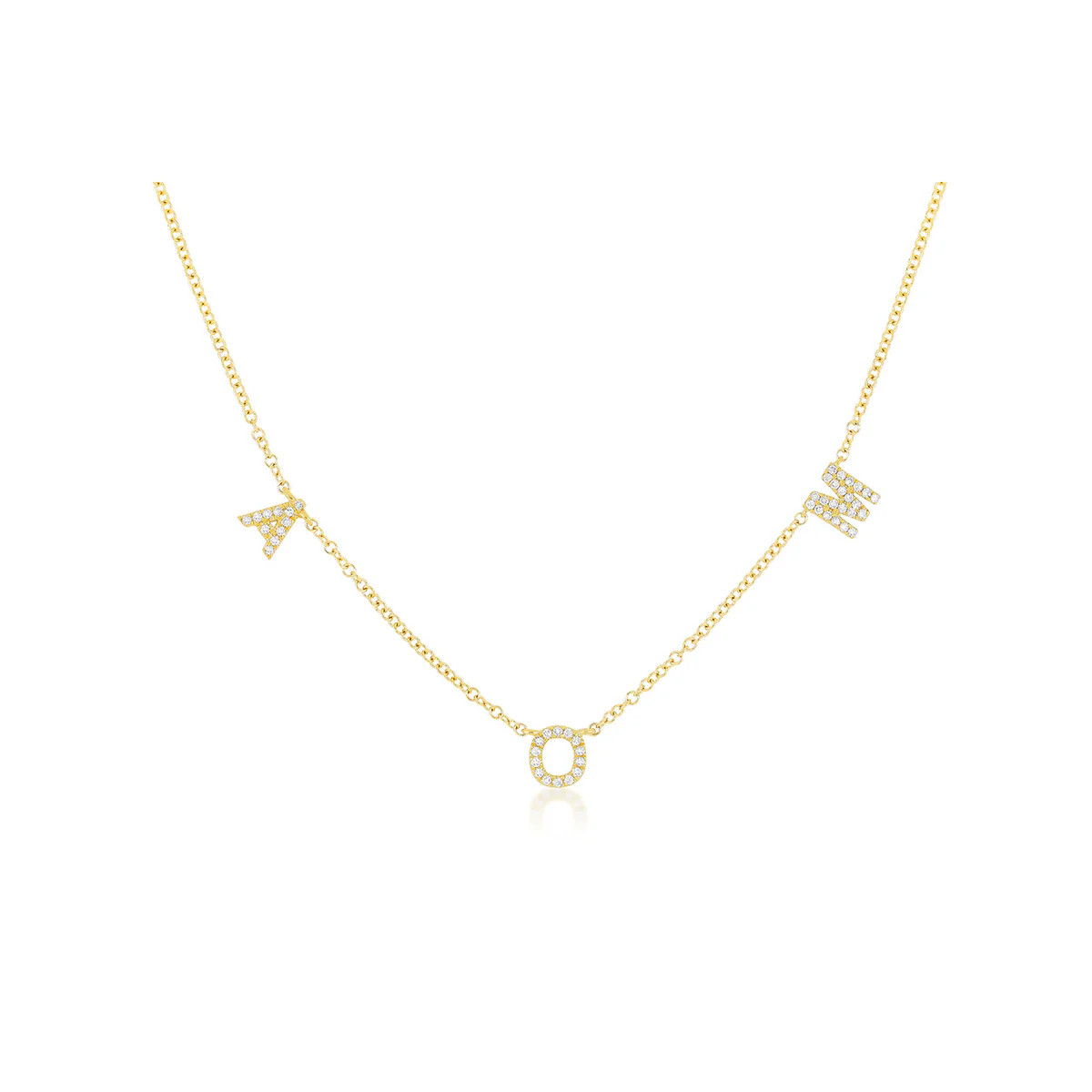 Diamond Triple Initial Necklace | EF Collection