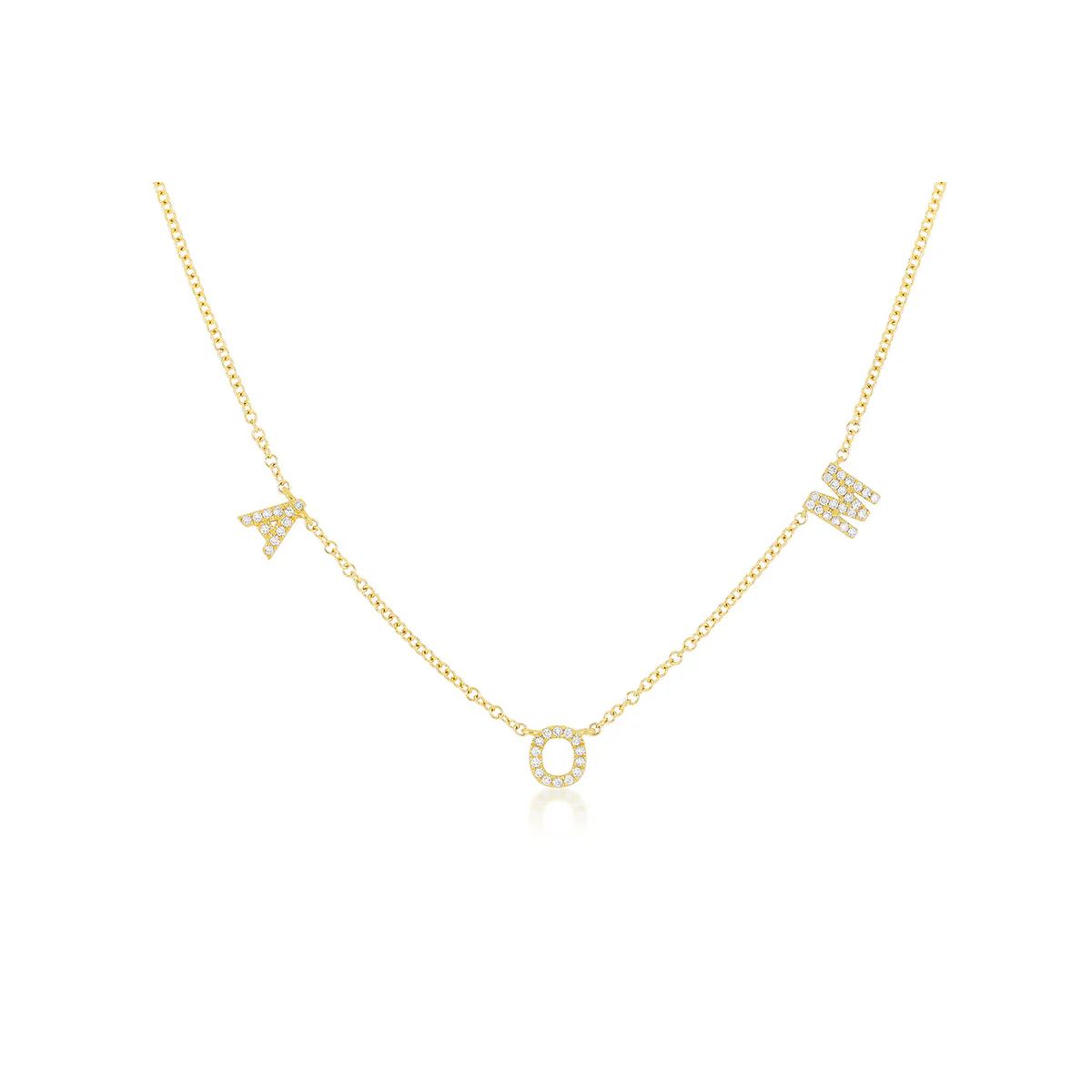 Diamond Triple Initial Necklace | EF Collection