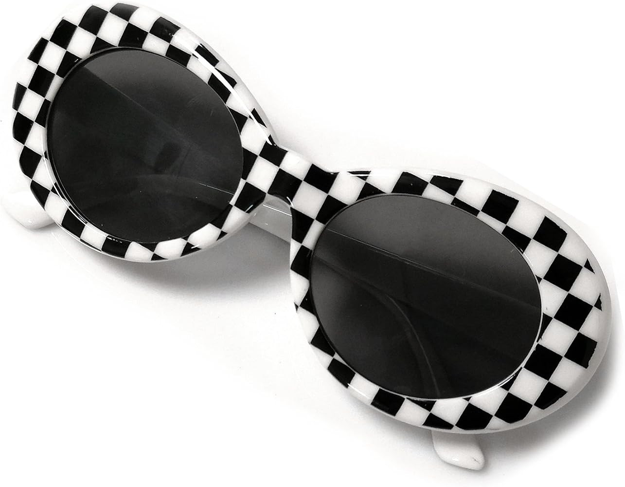 White Retro Oval Mod Thick Frame Sunglasses Round Lens Clout Glasses Goggles | Amazon (US)