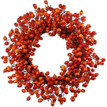 22" Orange Hawthorn Berry Wreath - Lifelike Berries, Indoor/Outdoor Use, Front Door Decor - Autum... | Michaels Stores