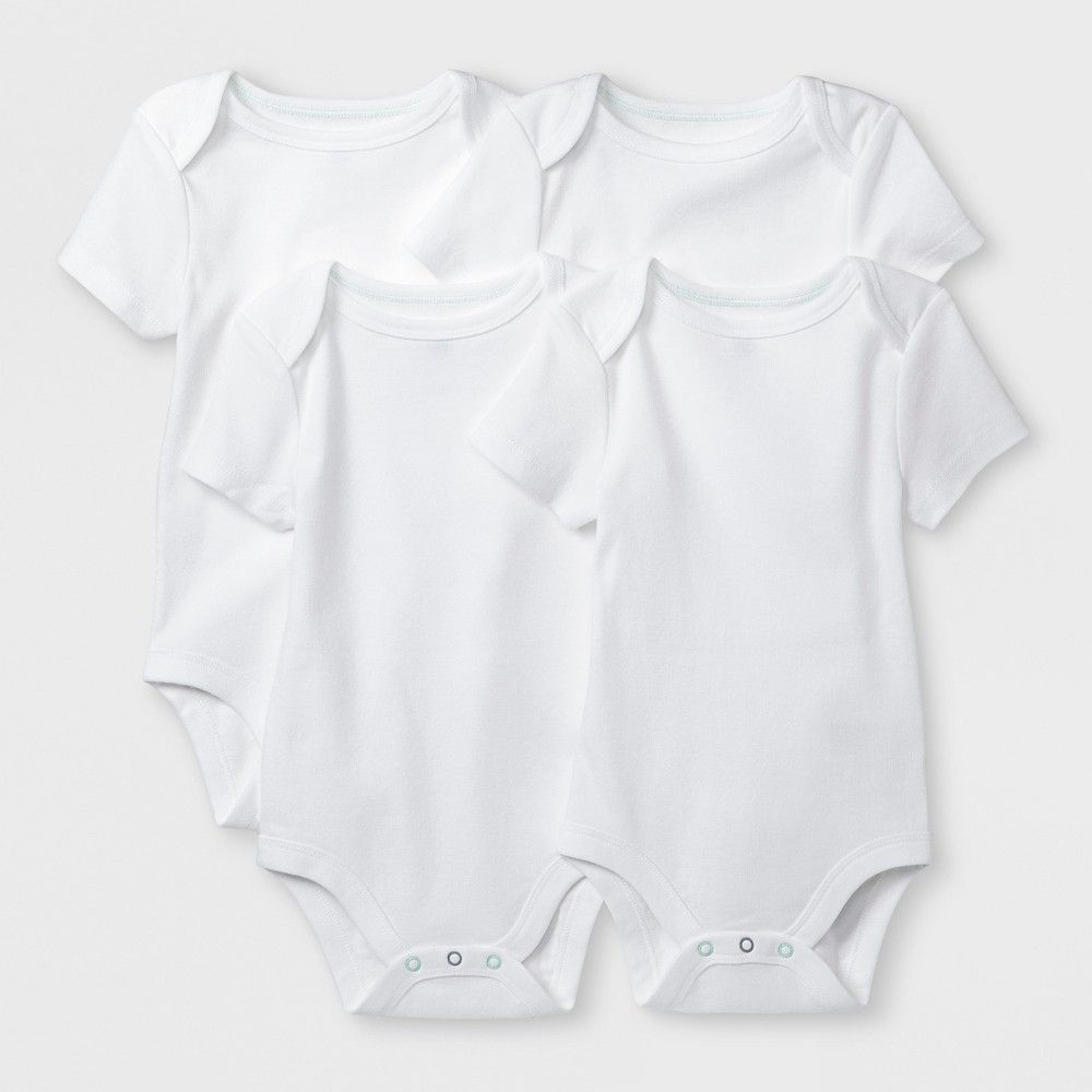 Baby Boys' Basic 4pk Shorts sleeve Bodysuit - Cloud Island White 3-6M | Target