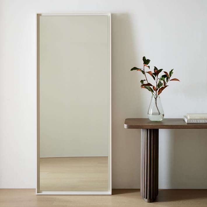 Floating White Lacquer Floor Mirror - 30"W x 72"H | West Elm (US)