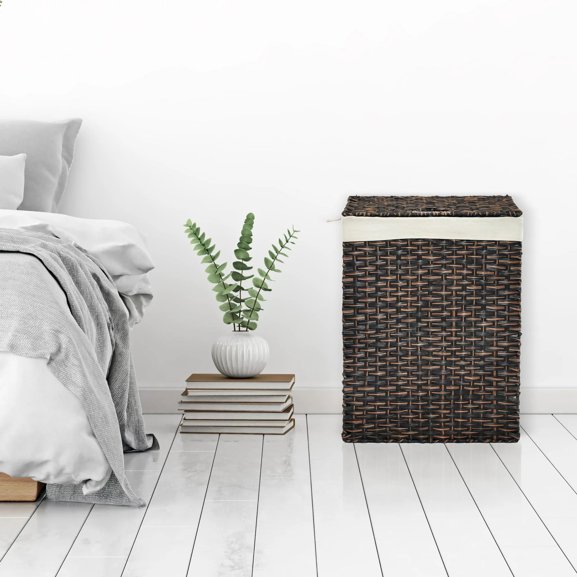 Seville Classics Lidded Foldable Portable Rectangular Laundry Hamper Basket with Washable Liner, ... | Walmart (US)