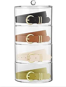 4-Layer Acrylic Belt Organizer – Transparent Closet & Drawer Storage Box for Belts, Jewelry, Wa... | Amazon (US)