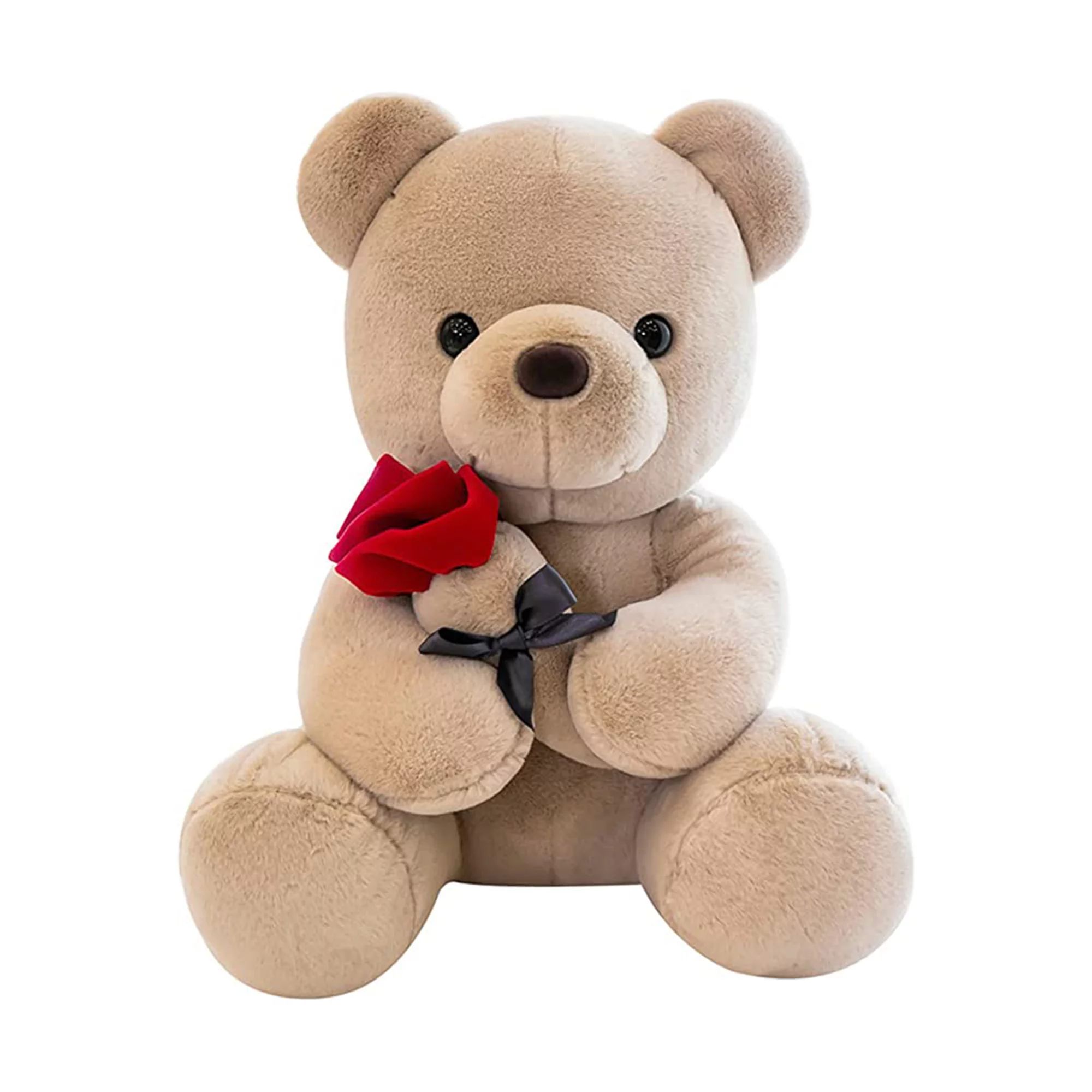 Cartoon Plush Toy Soft Stuffed Teddy Bear Doll With Rose Valentine's Day Birthday Gift For Girlfr... | Walmart (US)