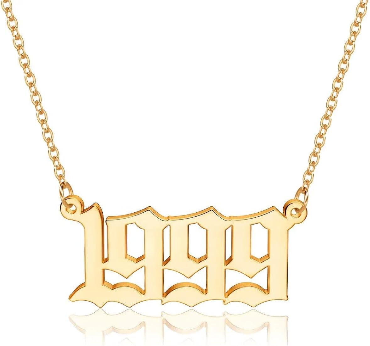 M MOOHAM Birth Year Necklace for Women, 18K Gold Plated Old English Birth Year Number Pendant Nec... | Amazon (US)