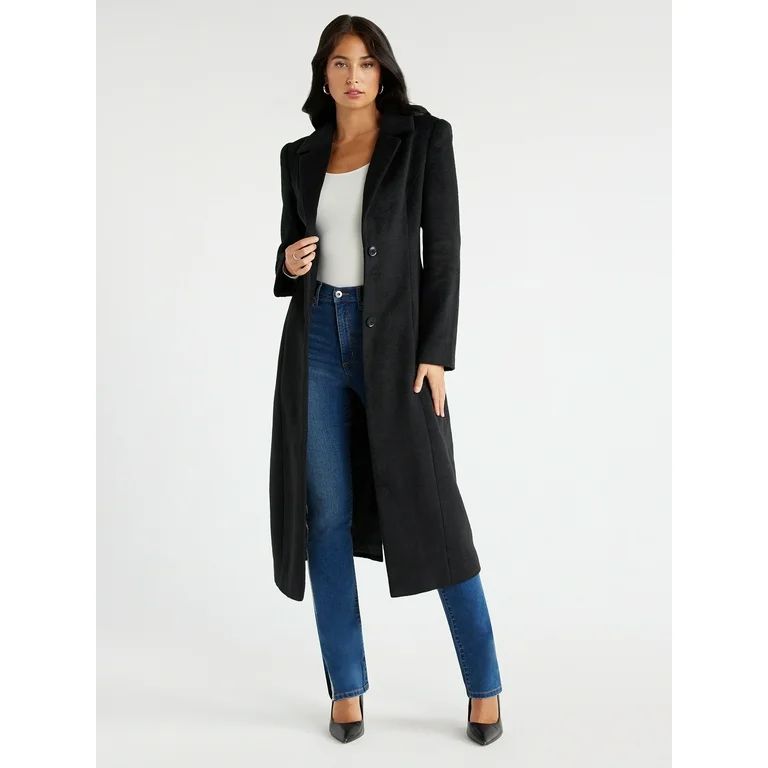Sofia Jeans Women's Fit and Flare Long Coat, Sizes XS-2XL - Walmart.com | Walmart (US)