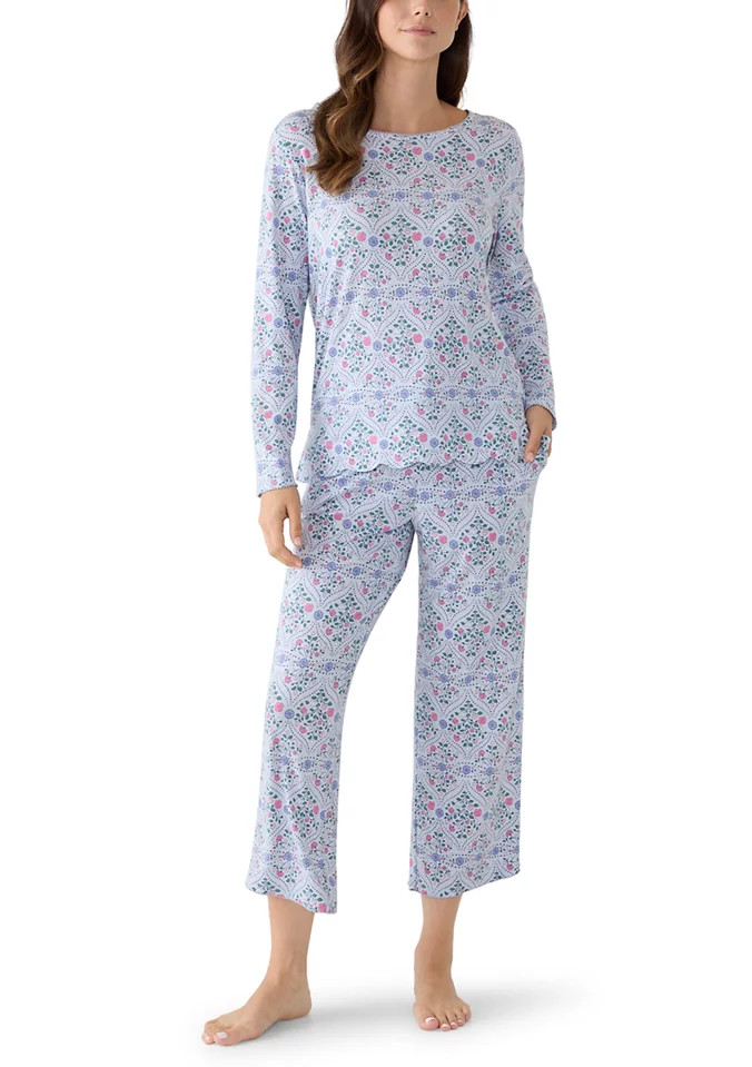 Women's Long Sleeve Scallop Top and Pants Pajama Set | Belk