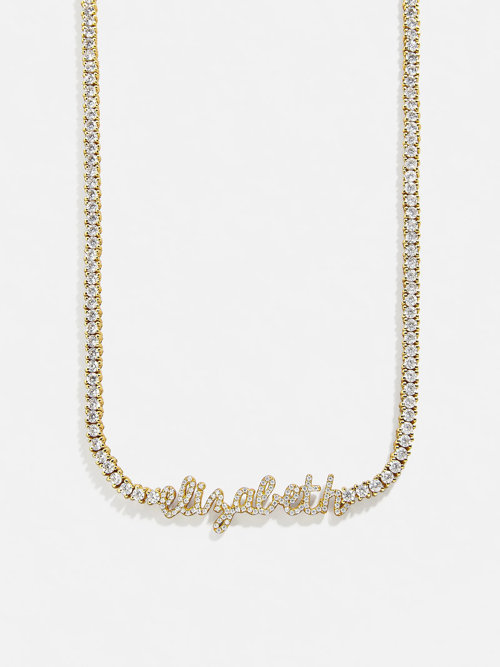 Billie 18K Gold Tennis Custom Nameplate Necklace - Mini Script | BaubleBar