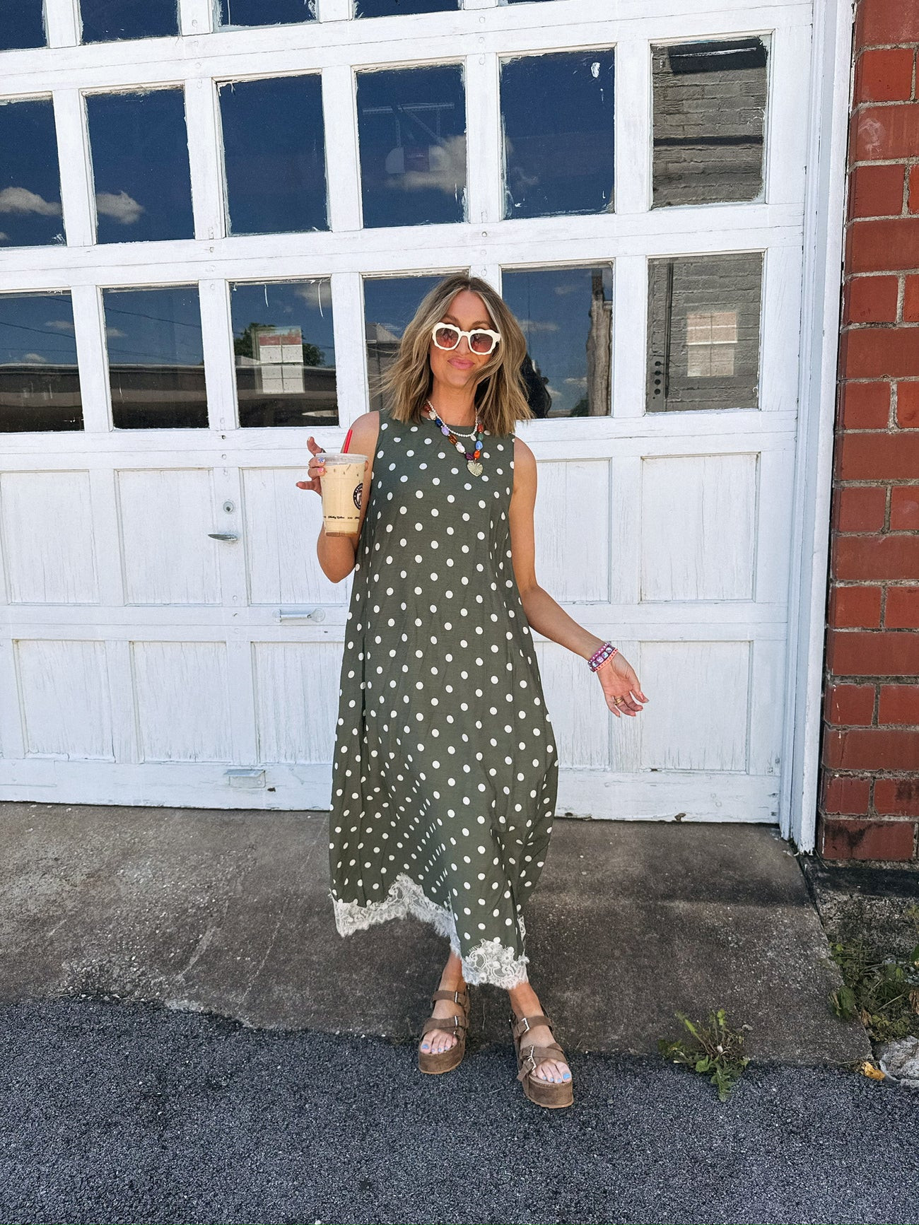 playful polka dot dress - olive | Etta+East