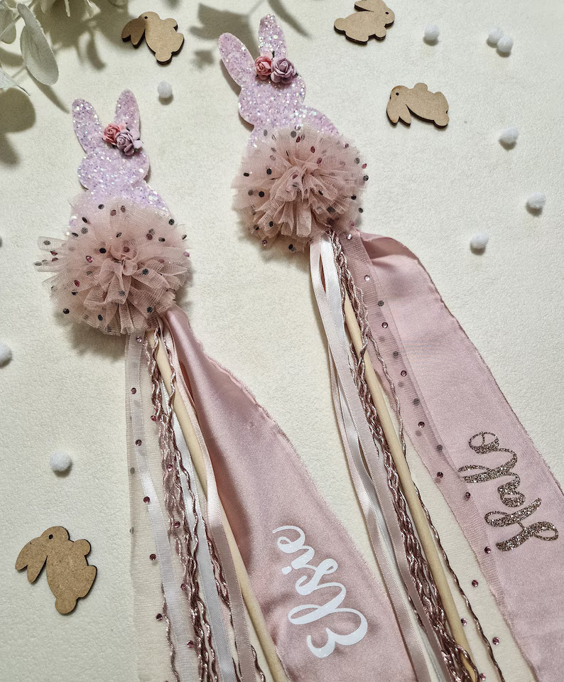 Bunny Rabbit Wand, Easter Bunny Wand, 1st Birthday Wand, Personalised Name Wand, Easter Kids Deco... | Etsy (US)