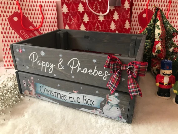 Personalised wooden Christmas Eve box crate, Christmas Eve box, Christmas Eve, Christmas box, Chr... | Etsy (US)