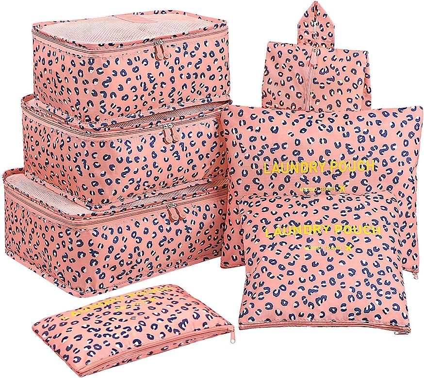 7 Set Packing Cubes with Shoe Bag - Travel Carry On Luggage Organizer | Amazon (US)