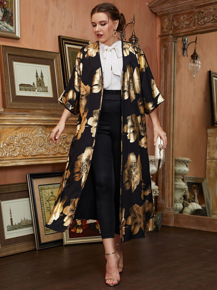 Plus Floral Print Kimono | SHEIN