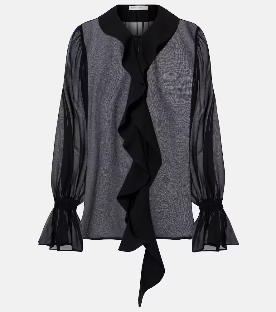 Nina Ricci Ruffled sheer silk blouse | Mytheresa (UK)