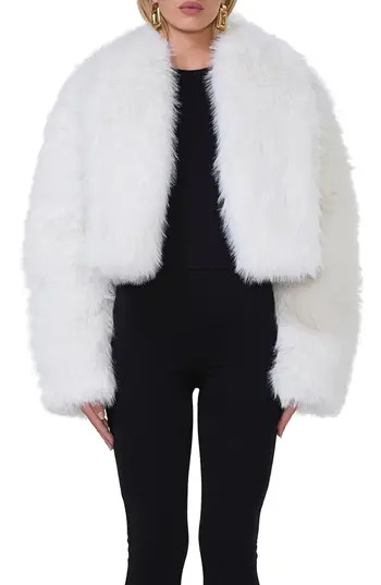 AFRM Stephanie Faux Fur Jacket in Off White Fur at Nordstrom Rack, Size Large | Nordstrom Rack
