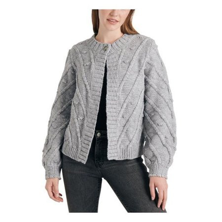 Lucky Brand Women s Bobble & Cable Knit Cardigan Grey Size X-Small | Walmart (US)