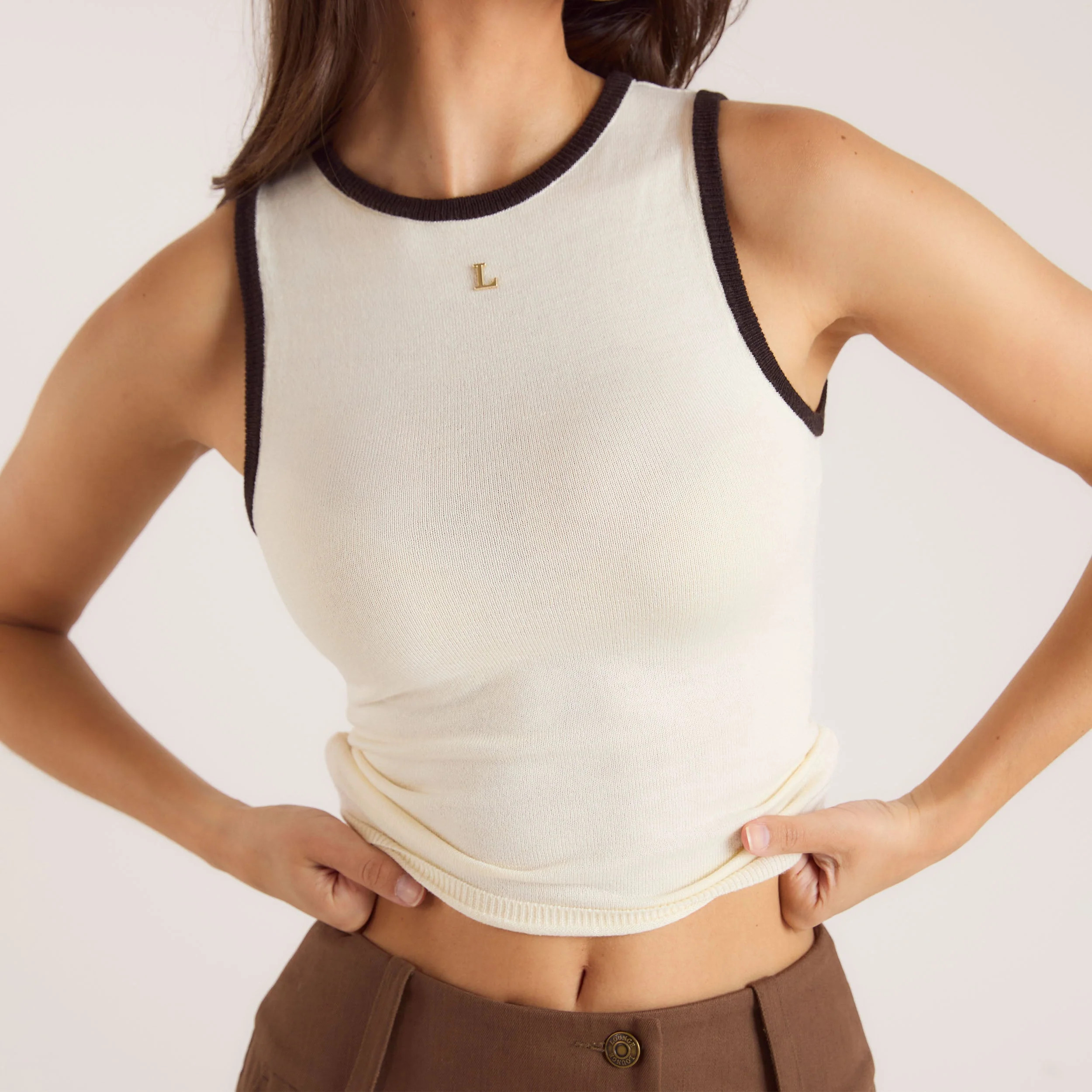 Knitted Vest Top - Off White | Lounge UK