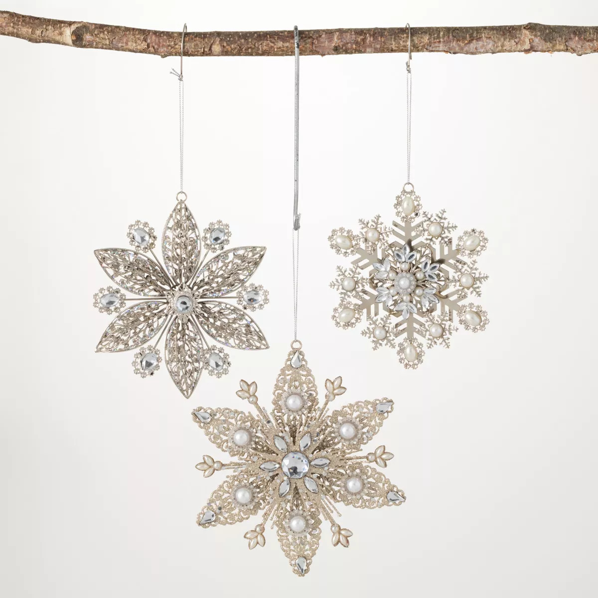 7"H, 6"H and 5.5"H Sullivans Snowflake Ornament - Set of 3, Silver Christmas Ornaments | Target
