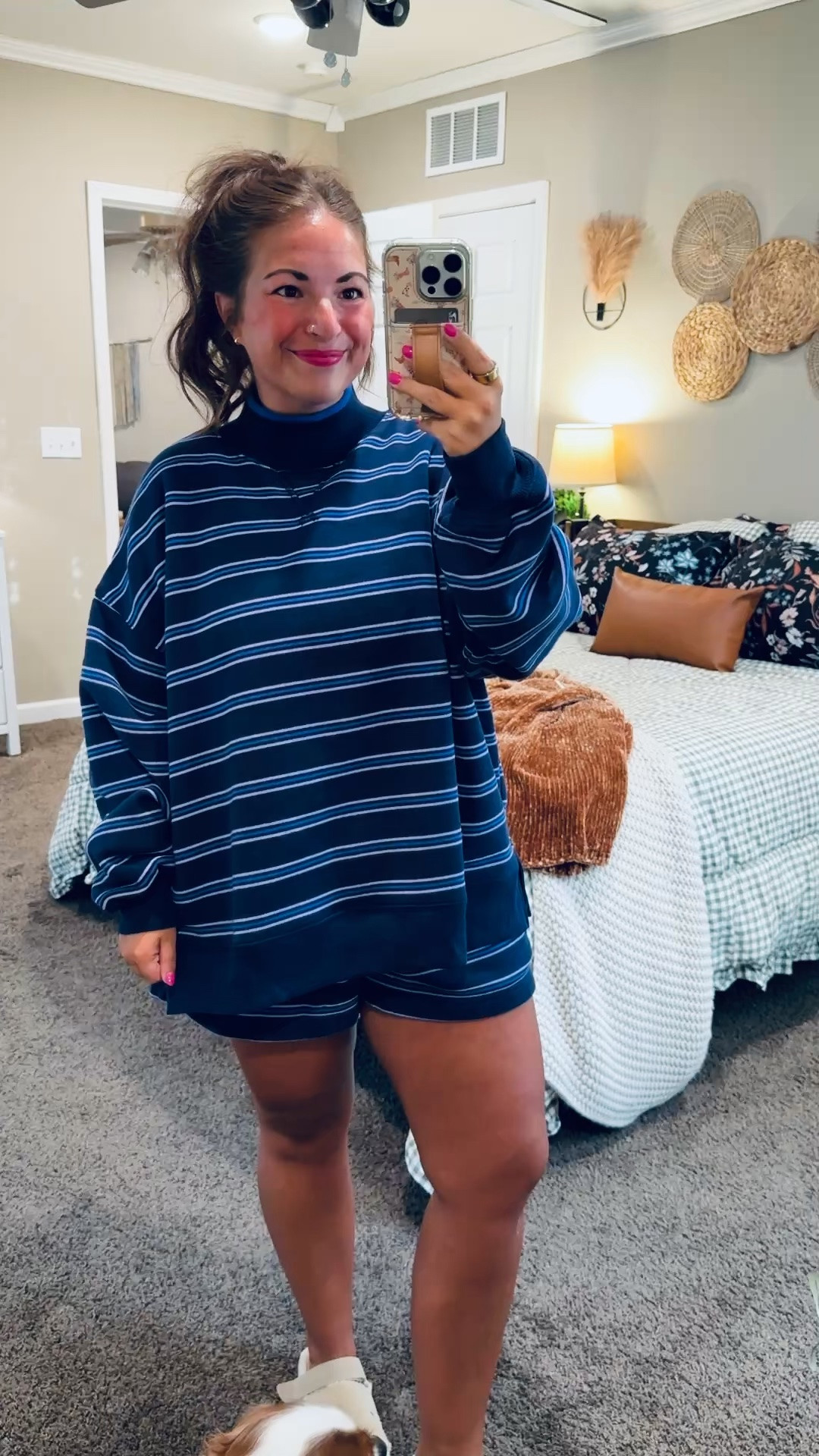 I love this lounge set! 💙 The oversized striped top and matching shorts are so comfy and cute for relaxing at home or running errands! ✨


sandals: sold out, but linking similar options below!
shorts: fit oversized // wearing a medium
mockneck: fits oversized // wearing a medium 

 #LTKootd #LTKMidsize