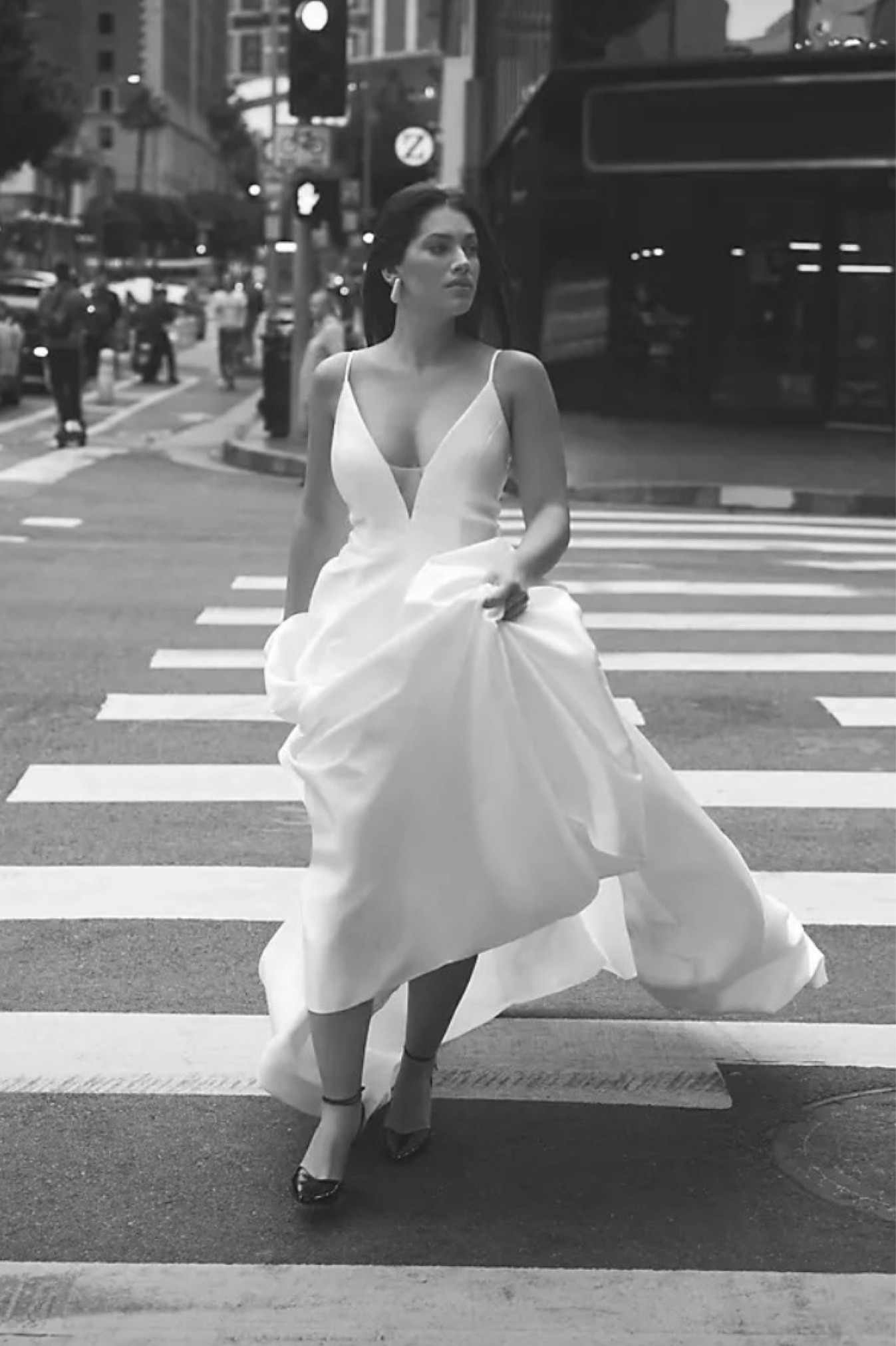 Wedding dress, anthropologie Jenny Yoo Tamson Satin Plunge Cutout A-Line Wedding Gown, satin classic wedding dress.

#LTKwedding #LTKFind #LTKSeasonal