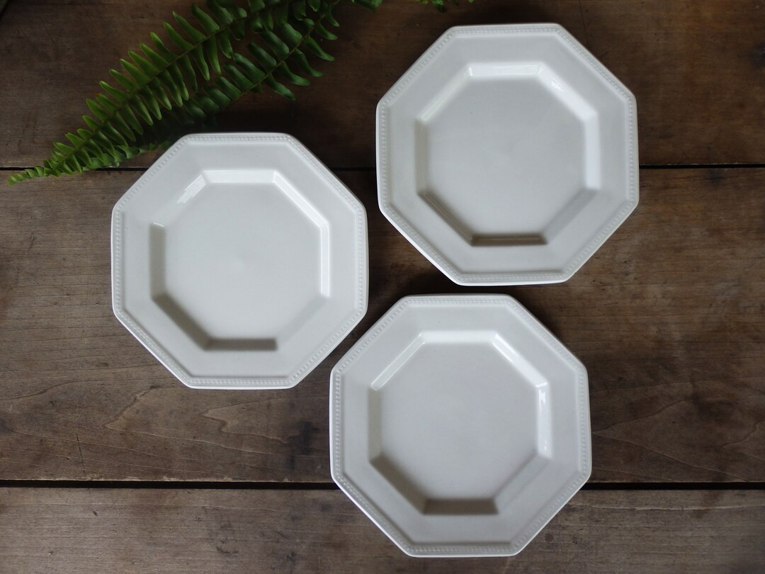 Johnson Brothers English Ironstone Cake Plates, Octagonal Dessert Plates, Vintage Ironstone Bread... | Etsy (US)