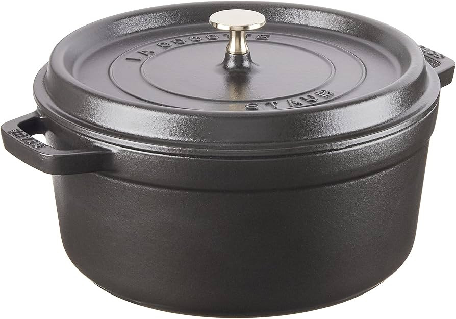 STAUB Cast Iron Dutch Oven 5.5-qt Round Cocotte, Made in France, Serves 5-6, Black Matte | Amazon (US)