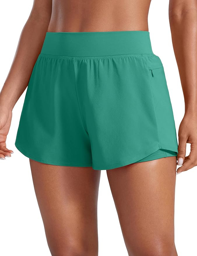 CRZ YOGA 2 in 1 Double Layer Running Shorts for Women 3" - High Waisted for Athletic Tennis Worko... | Amazon (US)