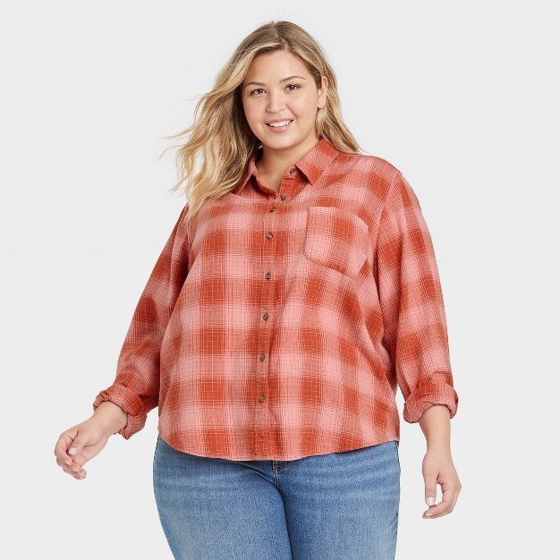 Women's Long Sleeve Flannel Button-Down Shirt - Universal Thread™ Plaid | Target