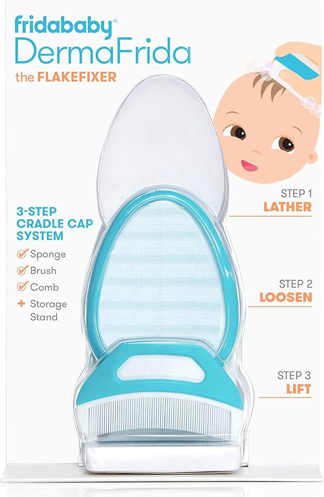 Frida Baby The 3-Step Cradle Cap System | DermaFrida The FlakeFixer | Sponge, Brush, Comb and Sto... | Amazon (US)