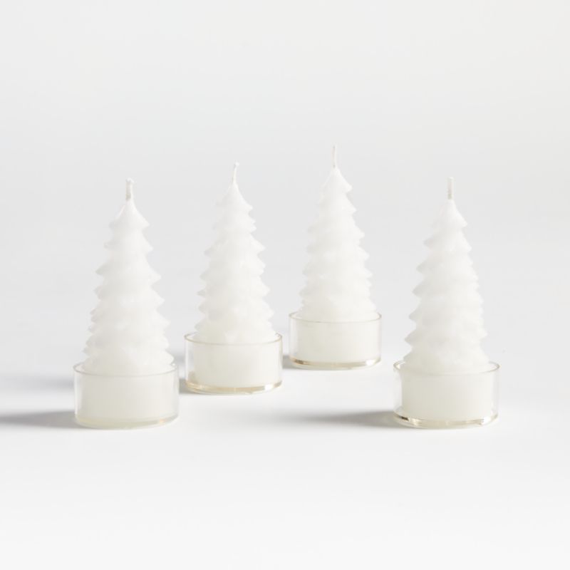 White Christmas Tree Tealight Candles, Set of 4 + Reviews | Crate & Barrel | Crate & Barrel