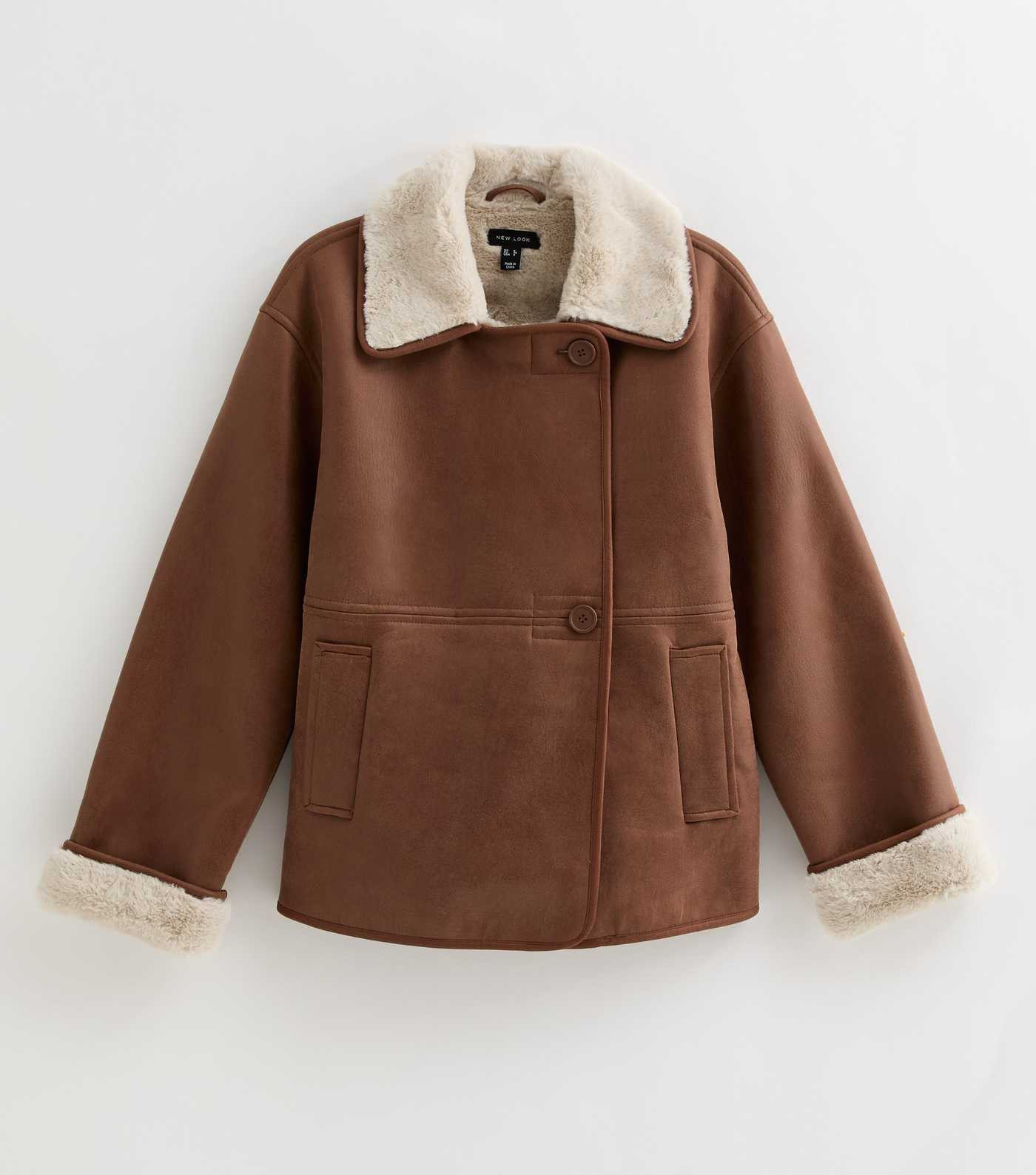 Brown Contrast Trim Bonded Jacket | New Look | New Look (UK)