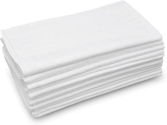 GB Men's Handkerchiefs 100% Cotton Solid White with Stripe Large Classic Hankies Bulk Set 12 Pack | Amazon (US)