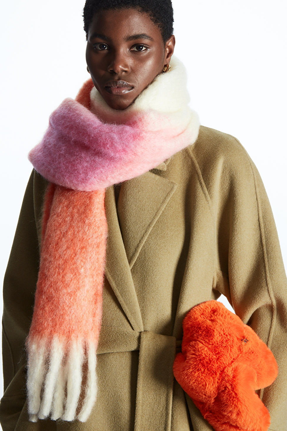 OVERSIZED FRINGED SCARF - ORANGE / PINK / GRADIENT - Scarves - COS | COS (US)