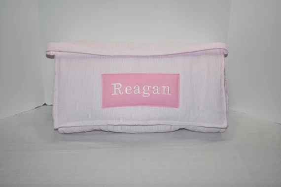 Light Pink Seersucker Stripe Kids Nap Mat Personalized | Etsy | Etsy (US)