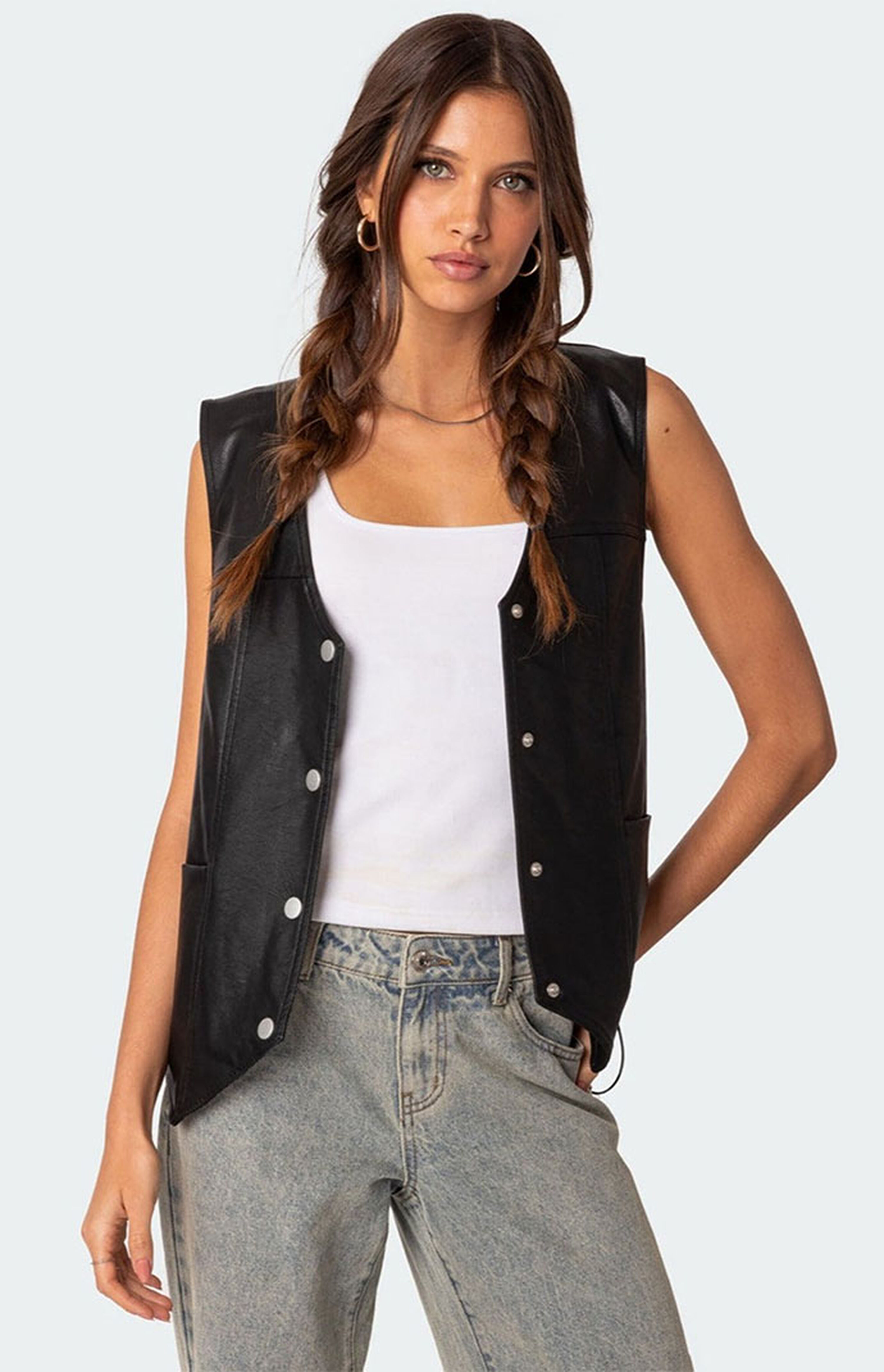 Edikted Kara Faux Leather Lace Up Vest | PacSun