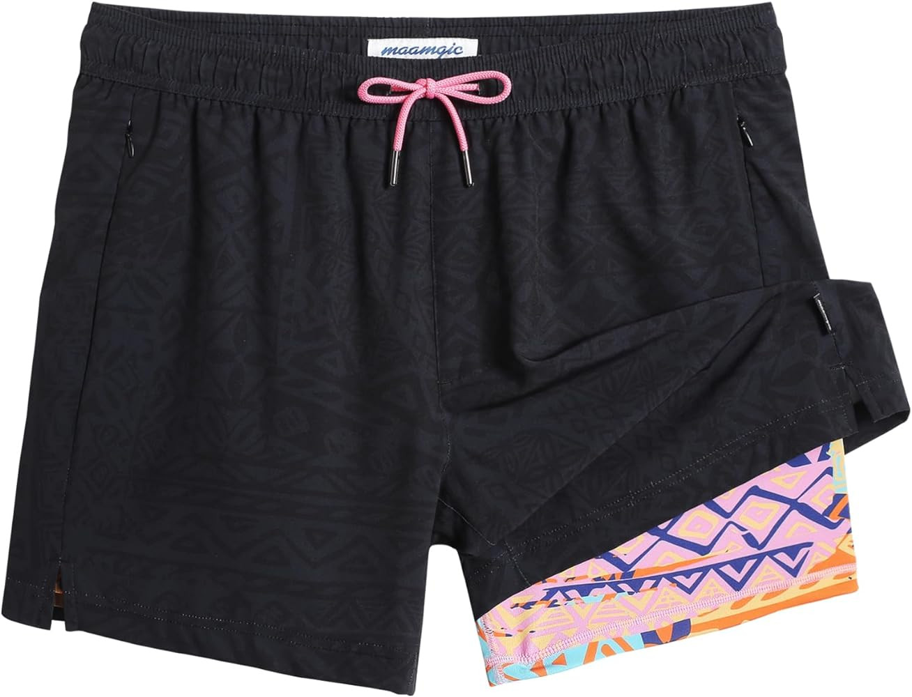 maamgic Mens Swim Trunks with Compression Liner 5" Stretch Beach Shorts Quick Dry with Zipper Poc... | Amazon (US)