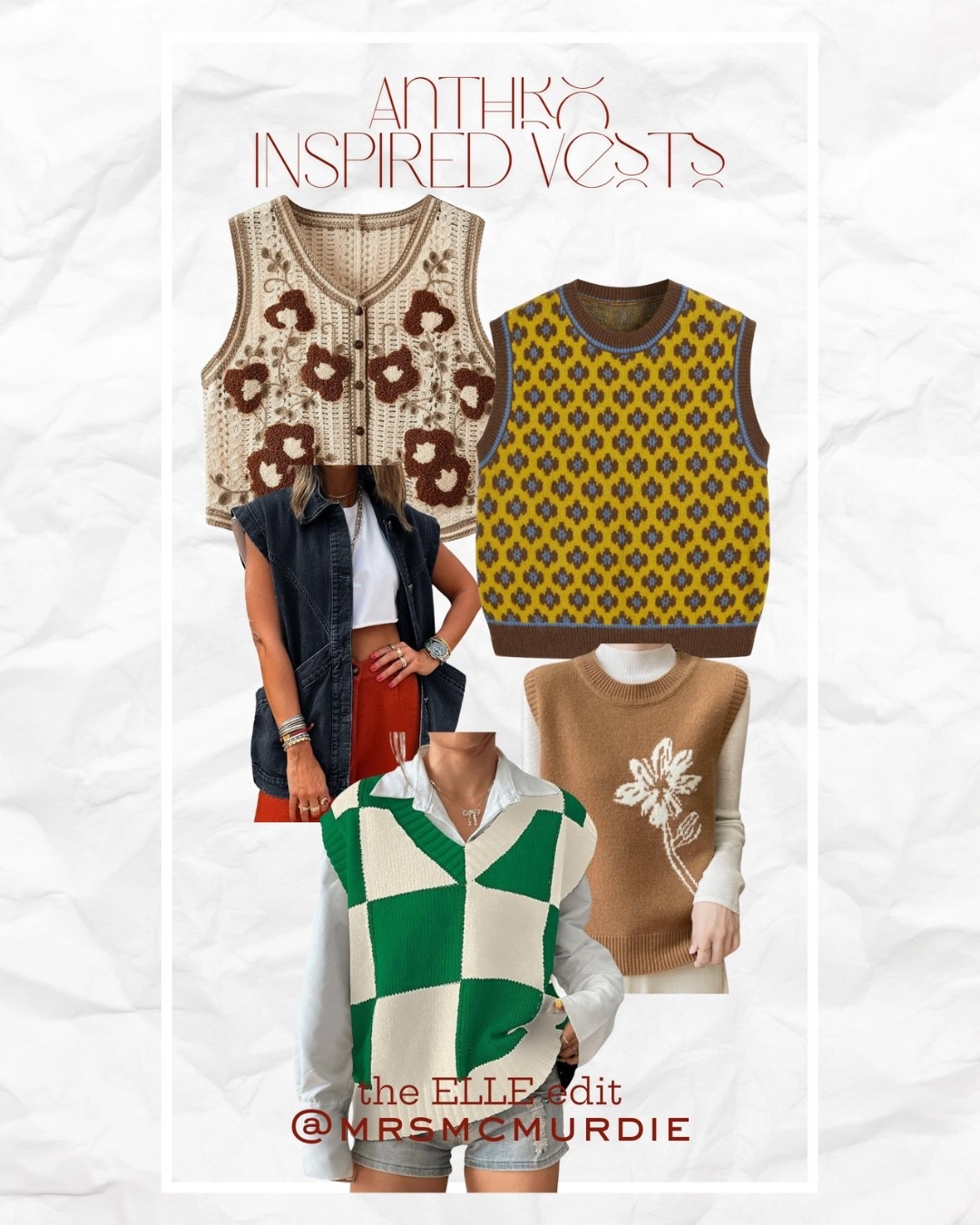 Your fall layering era starts now. These Anthro-inspired vests are bold, quirky, and totally crush-worthy. Whether you pair with denim, trousers, or shorts — you’re giving main character energy. Linked my current faves for styling into sweater weather!

#AnthroStyle #StatementVest #FallFashion2025 #LTKunder100 #EclecticStyle #TheElleEdit #SweaterSeason


#LTKStyleTip #LTKFindsUnder50 #LTKOver40