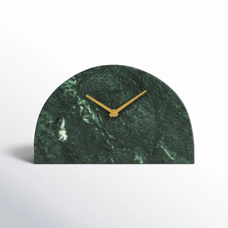 Maurelle Decorative Half Moon Marble Mantel Clock | Wayfair North America